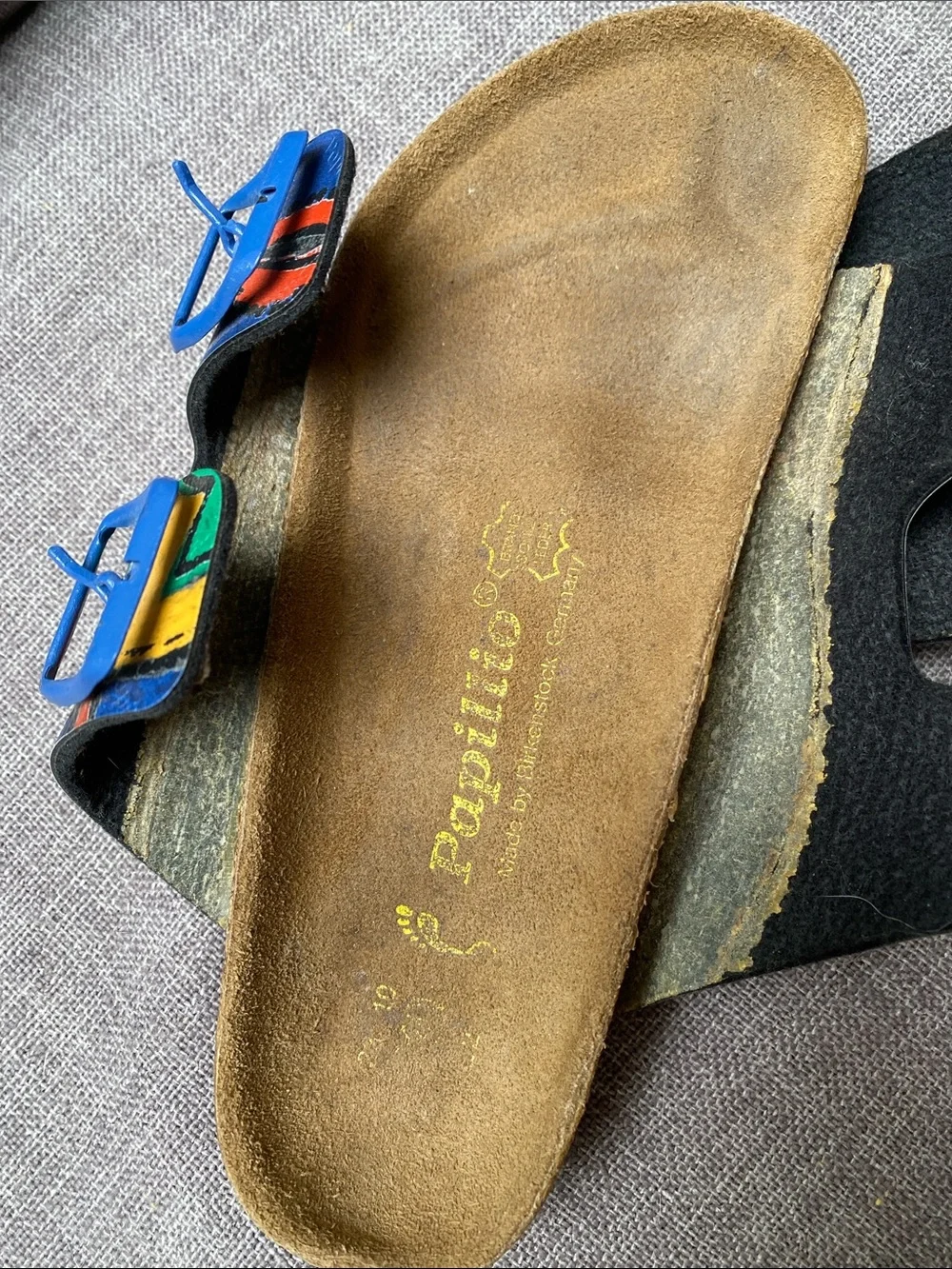 Birkenstock Kids Papillio 210 Sz 33 10 L2 Blue Cork Suede Sandals See Notes